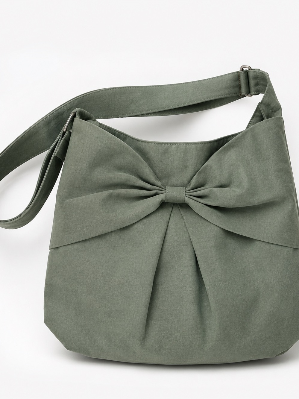 Bow-Accent Olive Crossbody Bag